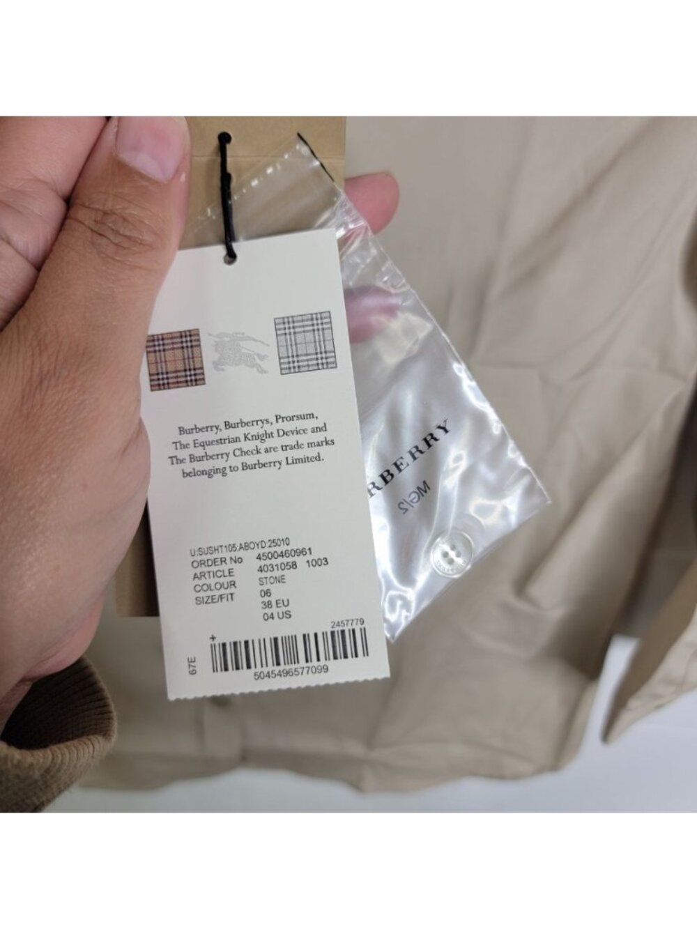 Burberry London Womens Button Front Shirt Blouse Stone Beige Size US 4 Designer - Picture 5 of 7